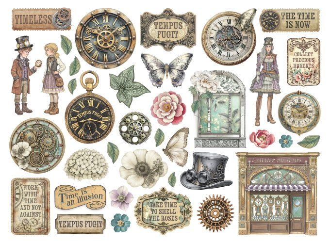 Die-cuts cartonnés, collection : Gardens of time