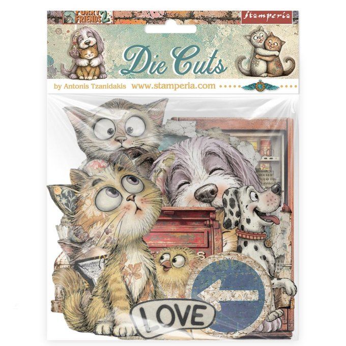 Stamperia - Die-cuts cartonnés, collection : Furry friends 2