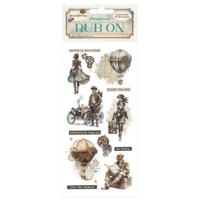 Stamperia, Planche de rub-on : Voyages fantastiques