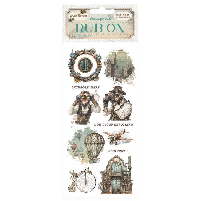 Stamperia, Planche de rub-on : Voyages fantastiques
