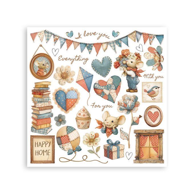 Stamperia, 6 Planches de rub-on format 15.5x15.5cm : Family