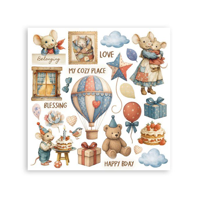 Stamperia, 6 Planches de rub-on format 15.5x15.5cm : Family