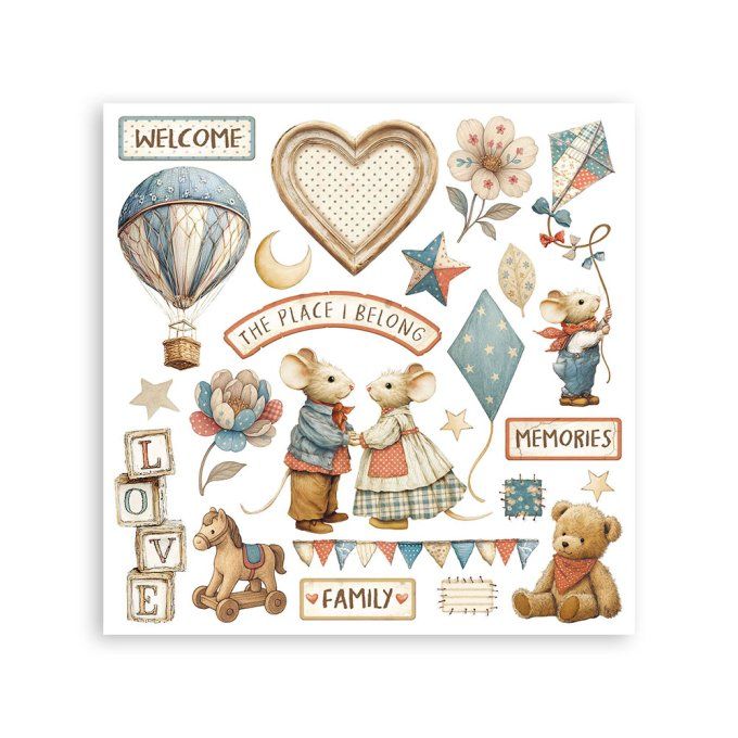 Stamperia, 6 Planches de rub-on format 15.5x15.5cm : Family