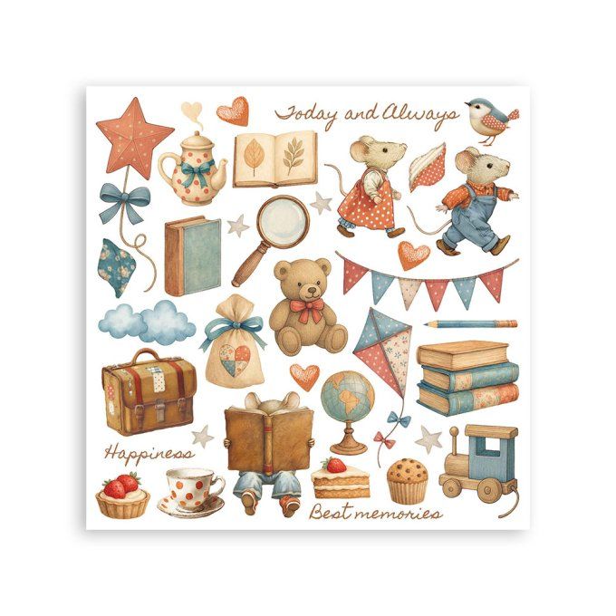 Stamperia, 6 Planches de rub-on format 15.5x15.5cm : Family