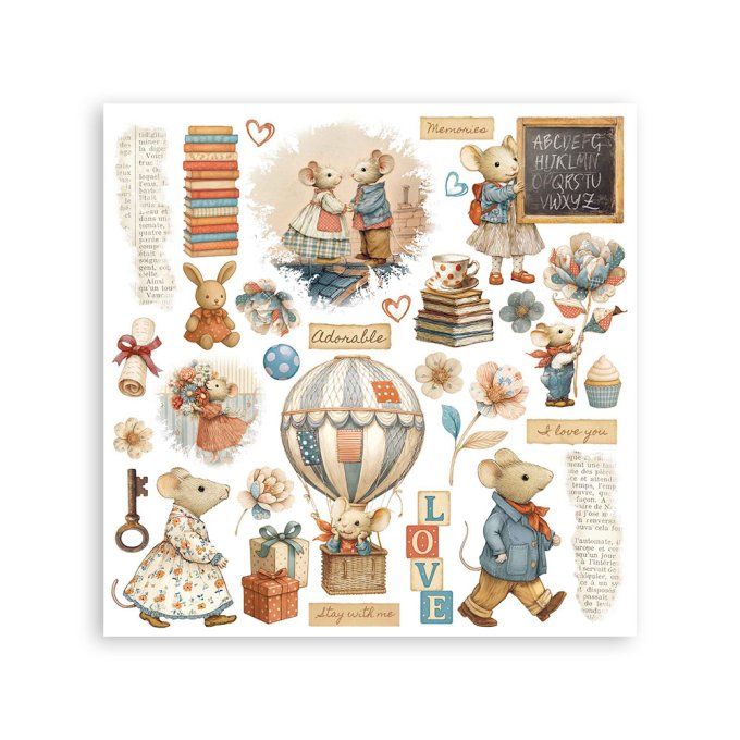 Stamperia, 6 Planches de rub-on format 15.5x15.5cm : Family