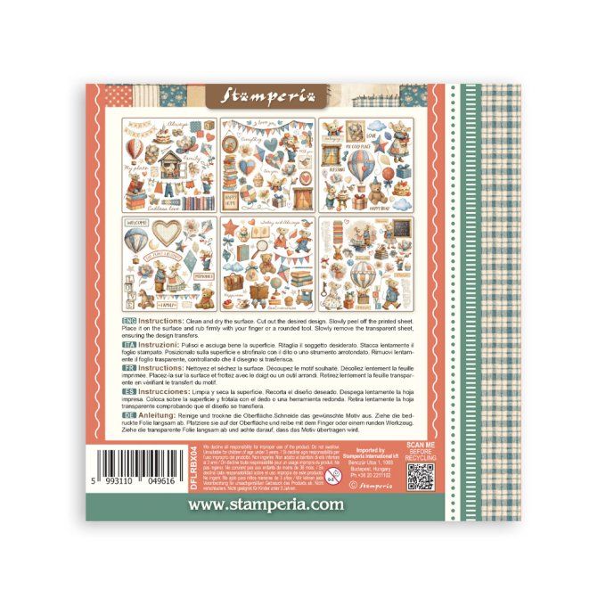 Stamperia, 6 Planches de rub-on format 15.5x15.5cm : Family