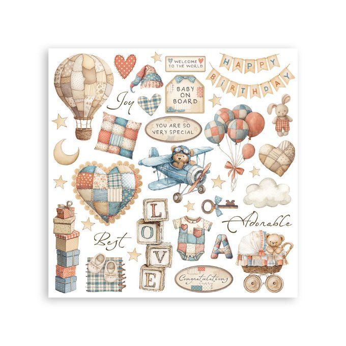 Stamperia, 6 Planches de rub-on format 15.5x15.5cm : Baby
