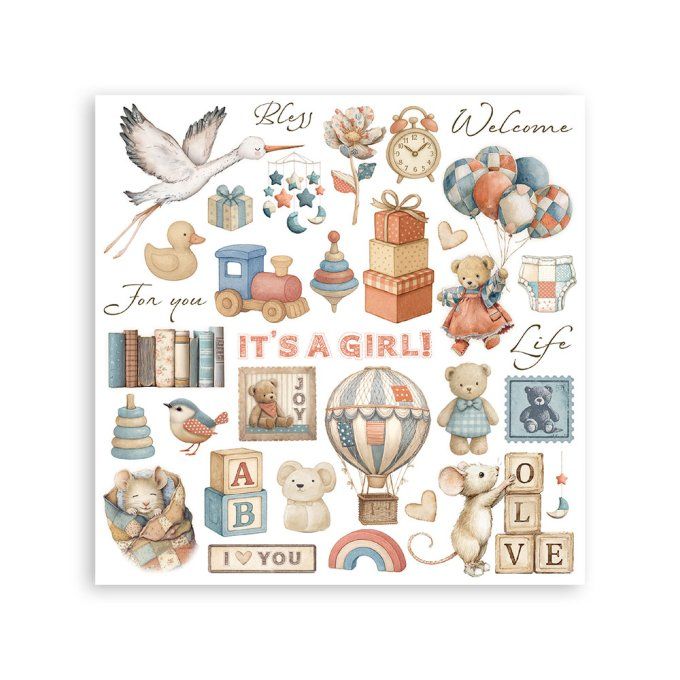 Stamperia, 6 Planches de rub-on format 15.5x15.5cm : Baby