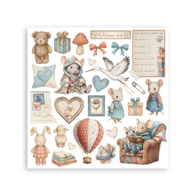 Stamperia, 6 Planches de rub-on format 15.5x15.5cm : Baby