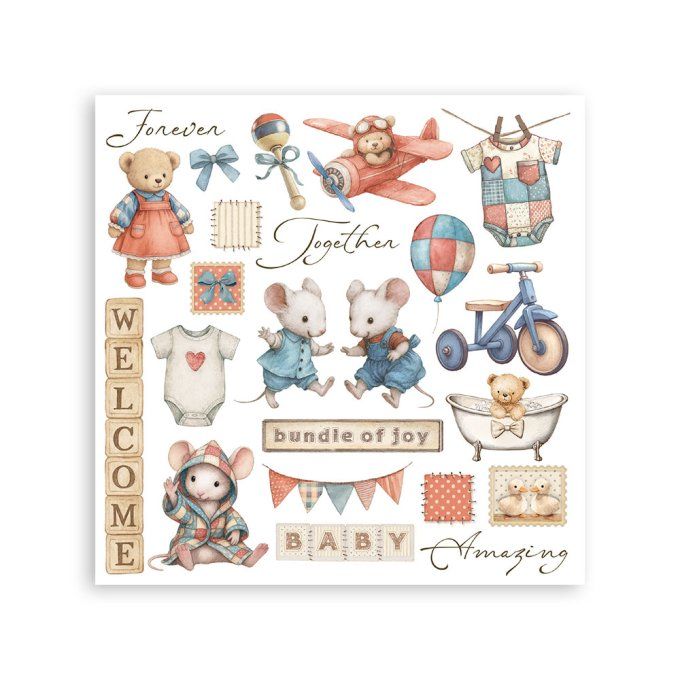 Stamperia, 6 Planches de rub-on format 15.5x15.5cm : Baby