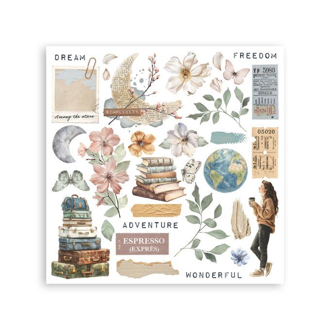 Stamperia, 6 Planches de rub-on format 15.5x15.5cm : Secret diary