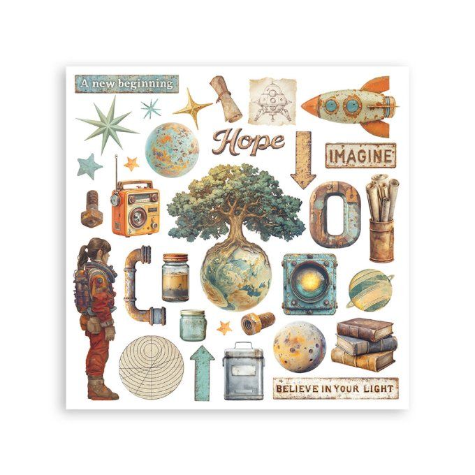 Stamperia, 6 Planches de rub-on format 15.5x15.5cm : A new beginning