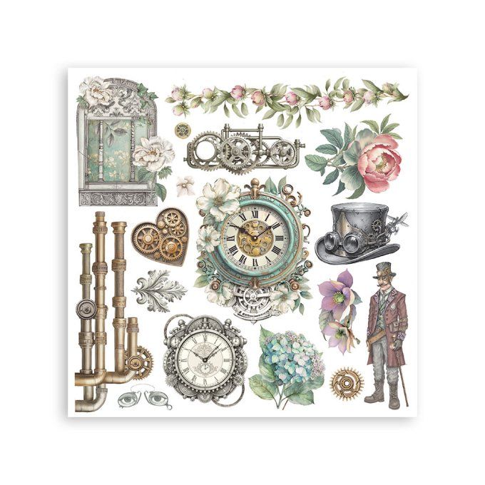 Stamperia, 6 Planches de rub-on format 15.5x15.5cm : Gardens of time