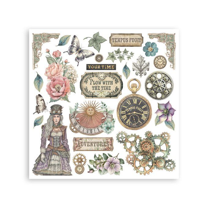 Stamperia, 6 Planches de rub-on format 15.5x15.5cm : Gardens of time