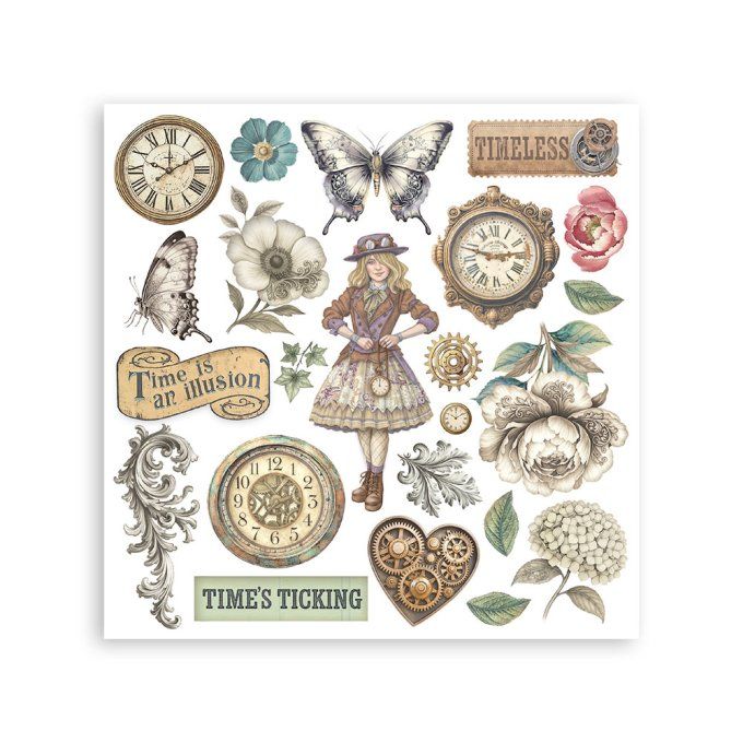 Stamperia, 6 Planches de rub-on format 15.5x15.5cm : Gardens of time