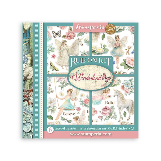 Stamperia, 6 Planches de rub-on format 15.5x15.5cm : Wonderland