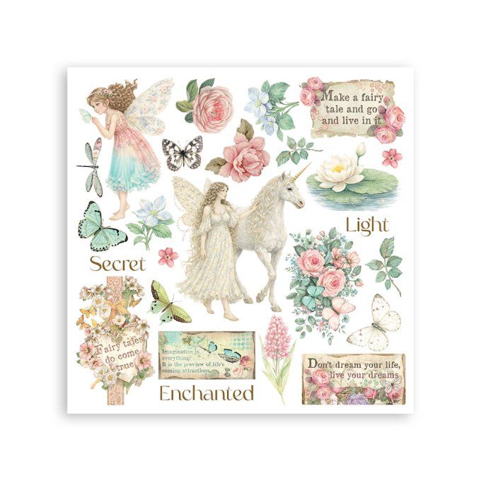 Stamperia, 6 Planches de rub-on format 15.5x15.5cm : Wonderland
