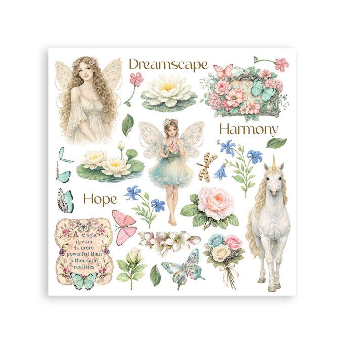 Stamperia, 6 Planches de rub-on format 15.5x15.5cm : Wonderland