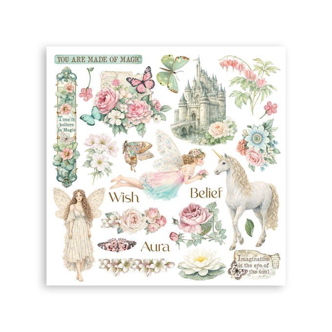 Stamperia, 6 Planches de rub-on format 15.5x15.5cm : Wonderland