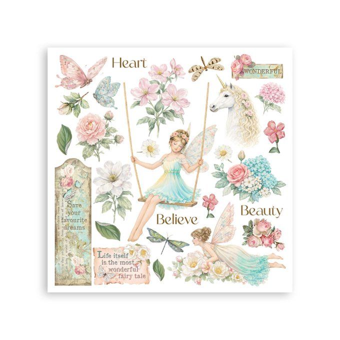 Stamperia, 6 Planches de rub-on format 15.5x15.5cm : Wonderland