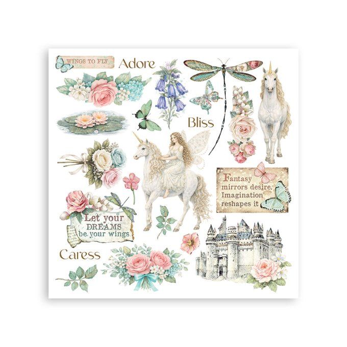 Stamperia, 6 Planches de rub-on format 15.5x15.5cm : Wonderland
