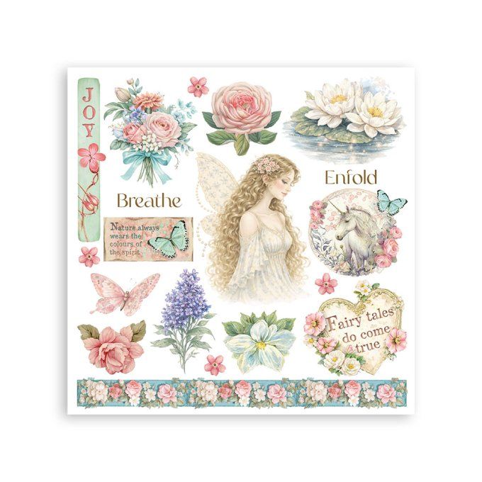 Stamperia, 6 Planches de rub-on format 15.5x15.5cm : Wonderland