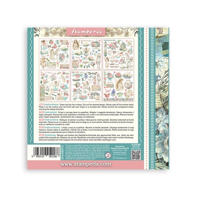 Stamperia, 6 Planches de rub-on format 15.5x15.5cm : Wonderland