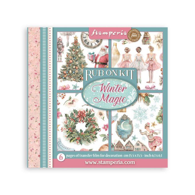 Stamperia, 6 Planches de rub-on format 15.5x15.5cm : Winter Magic