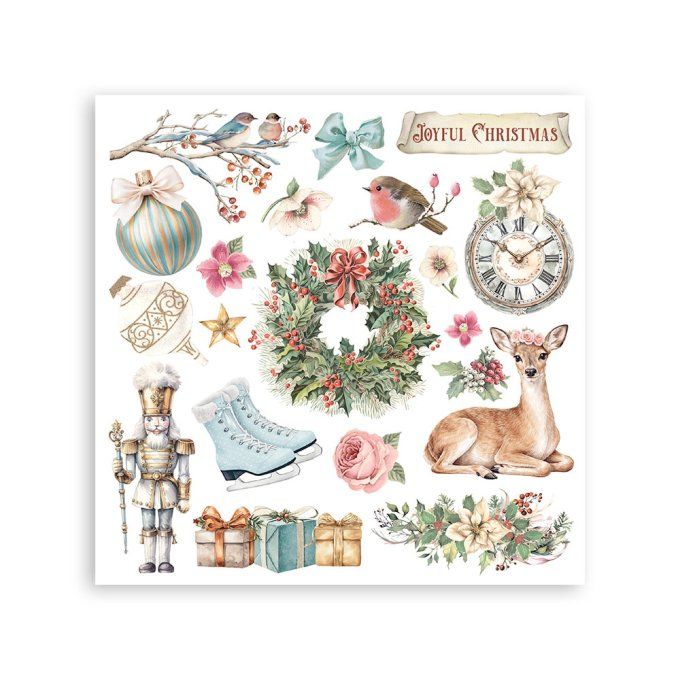 Stamperia, 6 Planches de rub-on format 15.5x15.5cm : Winter Magic