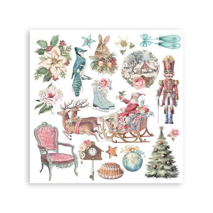 Stamperia, 6 Planches de rub-on format 15.5x15.5cm : Winter Magic