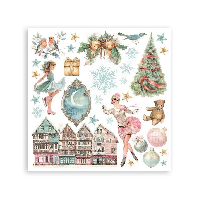 Stamperia, 6 Planches de rub-on format 15.5x15.5cm : Winter Magic