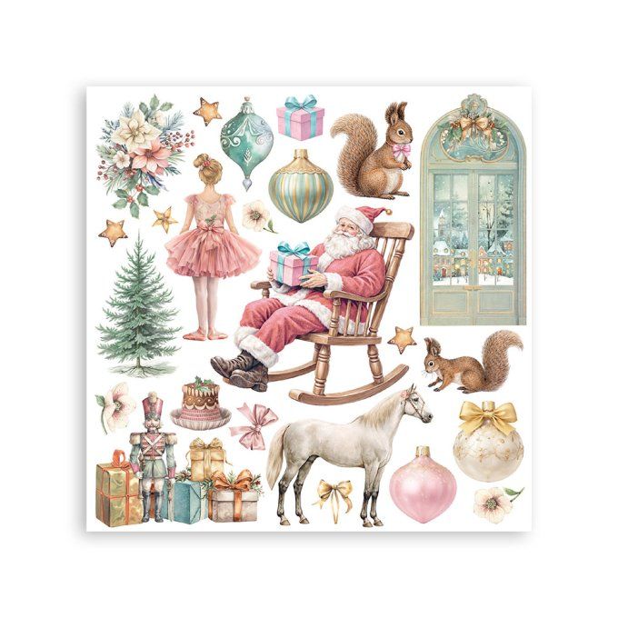 Stamperia, 6 Planches de rub-on format 15.5x15.5cm : Winter Magic