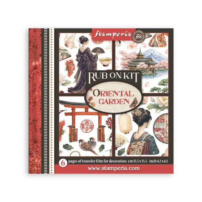Stamperia, 6 Planches de rub-on format 15.5x15.5cm : Oriental garden