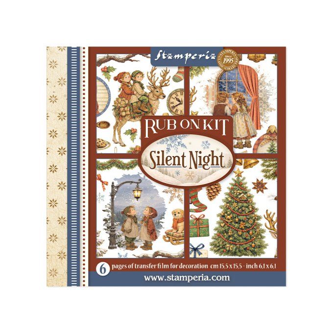 Stamperia, 6 Planches de rub-on format 15.5x15.5cm : Silent Night