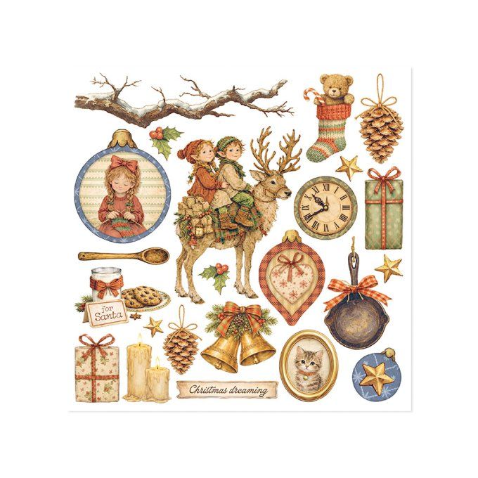Stamperia, 6 Planches de rub-on format 15.5x15.5cm : Silent Night