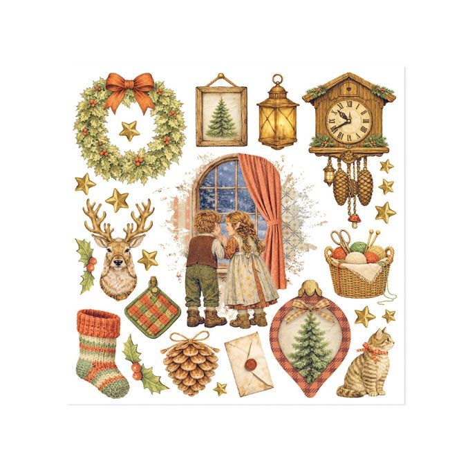Stamperia, 6 Planches de rub-on format 15.5x15.5cm : Silent Night