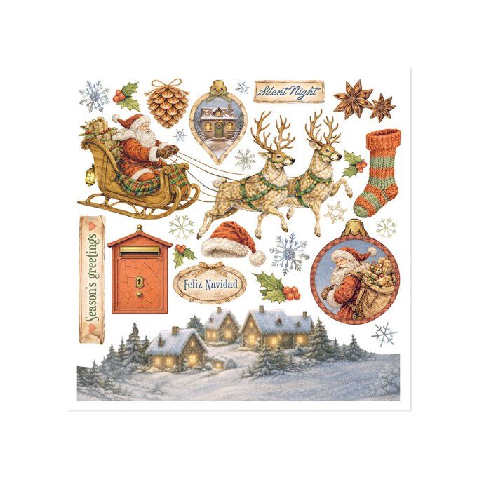 Stamperia, 6 Planches de rub-on format 15.5x15.5cm : Silent Night