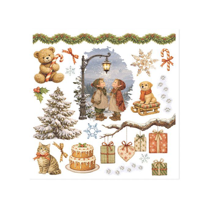 Stamperia, 6 Planches de rub-on format 15.5x15.5cm : Silent Night