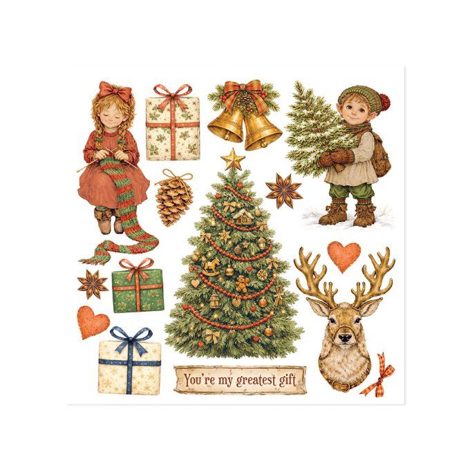 Stamperia, 6 Planches de rub-on format 15.5x15.5cm : Silent Night