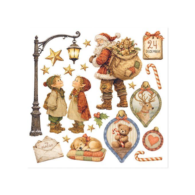 Stamperia, 6 Planches de rub-on format 15.5x15.5cm : Silent Night