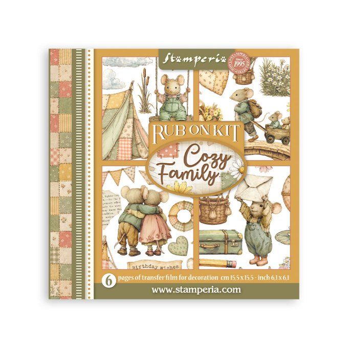 Stamperia, 6 Planches de rub-on format 15.5x15.5cm : Cozy family