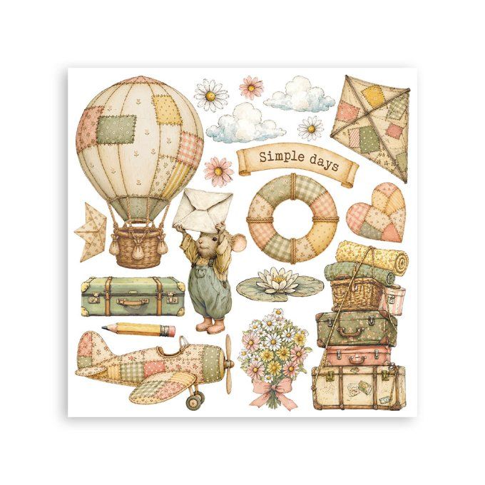 Stamperia, 6 Planches de rub-on format 15.5x15.5cm : Cozy family