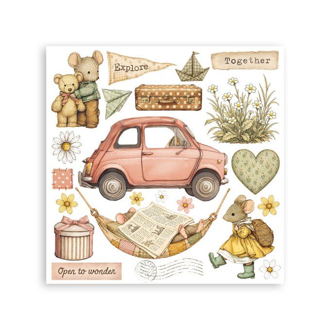 Stamperia, 6 Planches de rub-on format 15.5x15.5cm : Cozy family