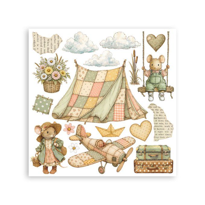 Stamperia, 6 Planches de rub-on format 15.5x15.5cm : Cozy family