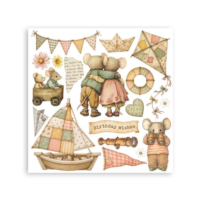 Stamperia, 6 Planches de rub-on format 15.5x15.5cm : Cozy family
