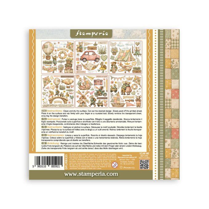 Stamperia, 6 Planches de rub-on format 15.5x15.5cm : Cozy family