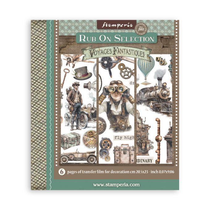 Stamperia, 6 Planches de rub-on format 20.5x23cm : Voyages Fantastiques