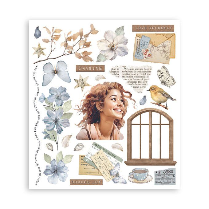 Stamperia, 6 Planches de rub-on format 20.5x23cm : Secret diary