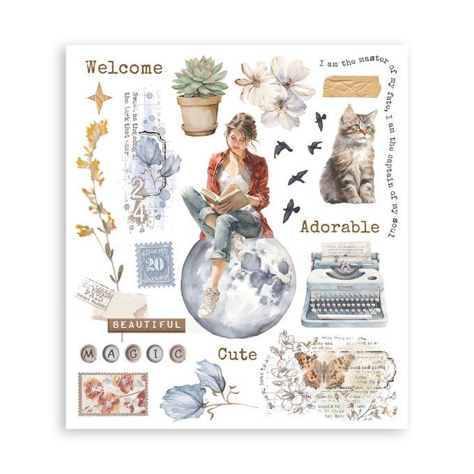 Stamperia, 6 Planches de rub-on format 20.5x23cm : Secret diary