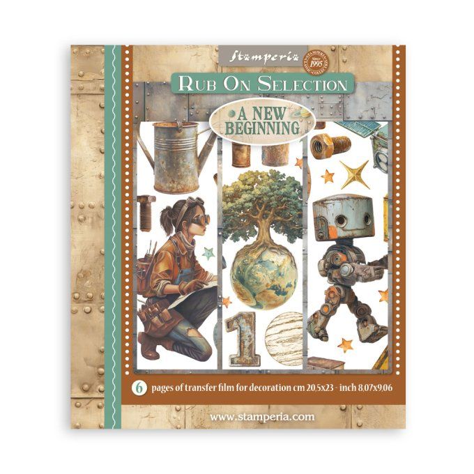 Stamperia, 6 Planches de rub-on format 20.5x23cm : A new Beginning